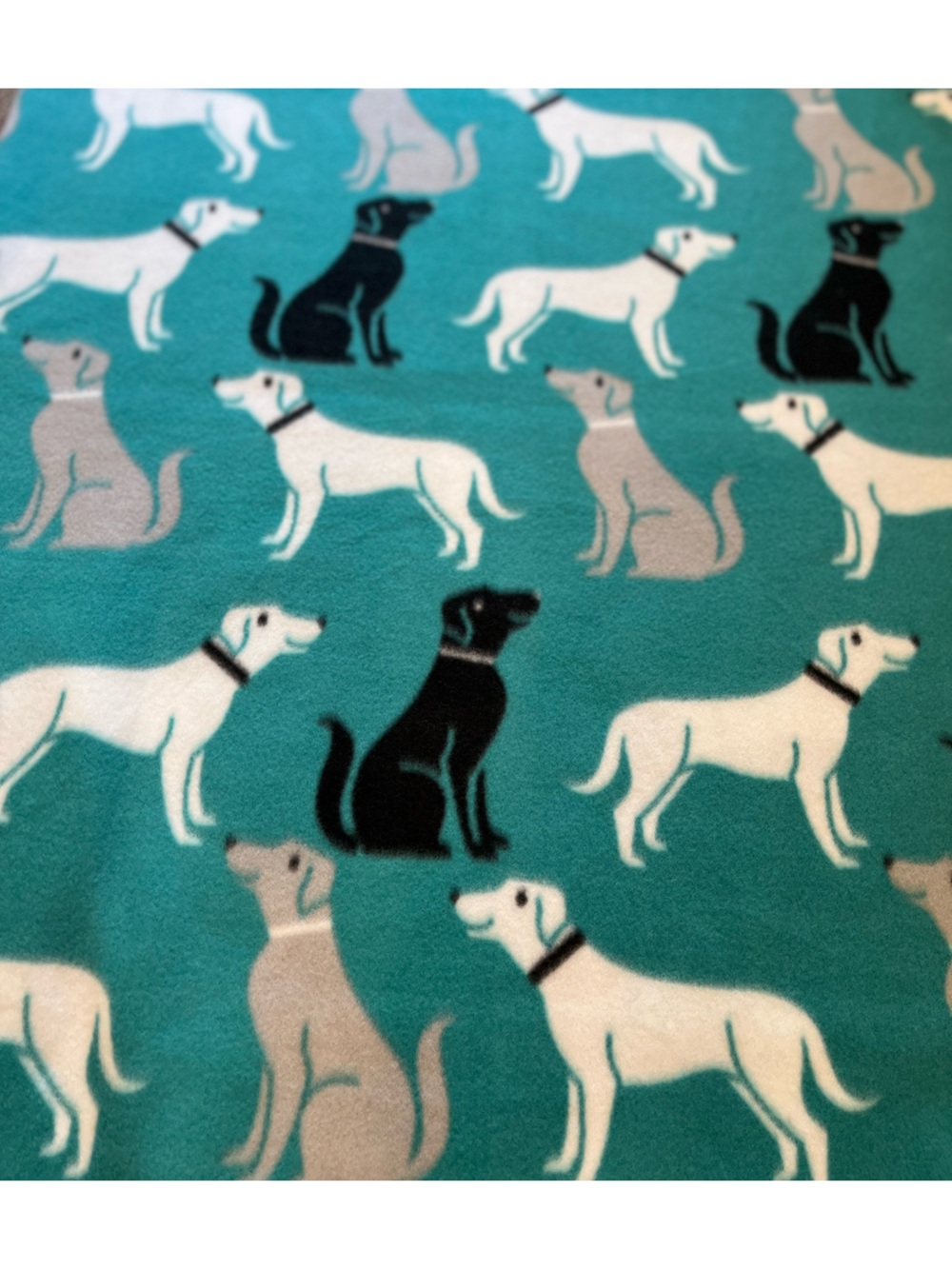 Plush Teal Dog Pattern Fleece Material  - Cozy Home Accent